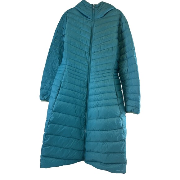 Lands End Wanderweight Ultralight Packable Maxi Down Coat Teal Women Medium - Picture 1 of 16